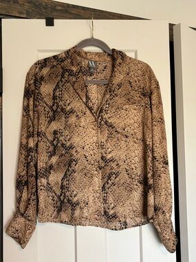 Worthington Snake Print Button Down Blouse